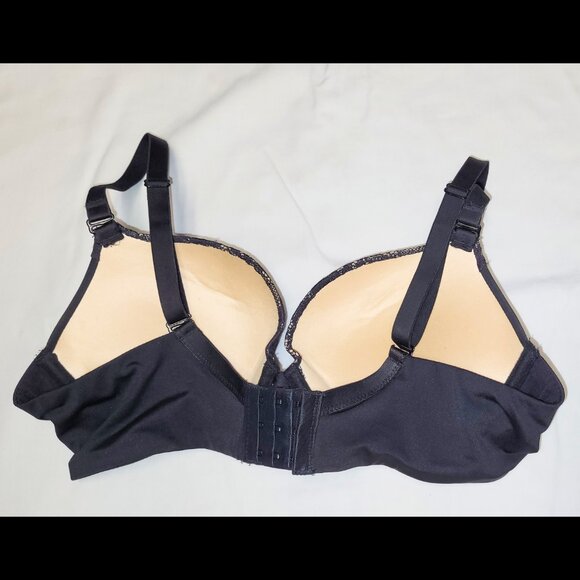 Women's 38A Push Up Padded Lift Support Underwire Add 2 Cup Plunge Bra Black - Picture 3 of 9